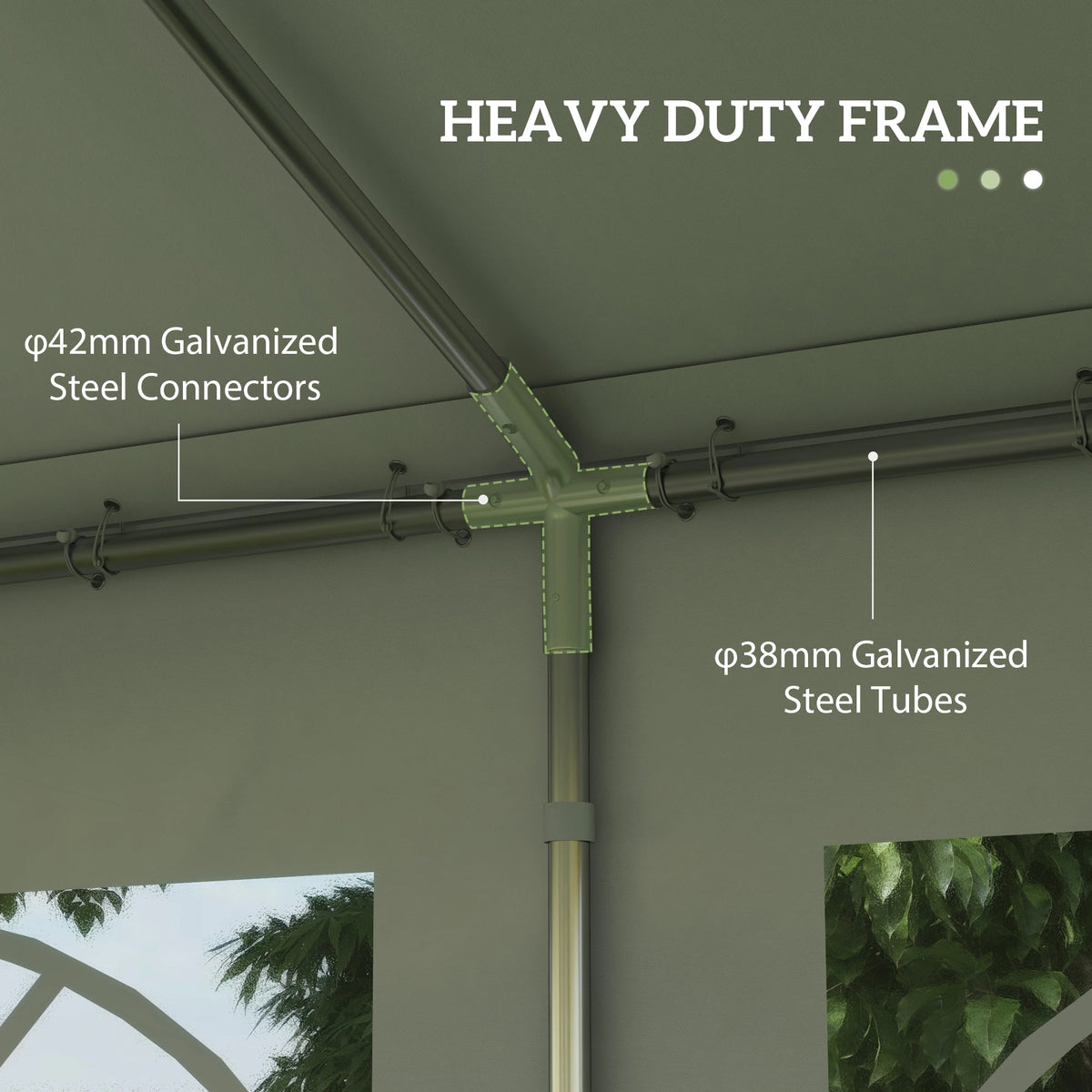 Garden Gazebo 4x6m Carport Shelter with Removable Sidewalls Double Zipper Doors and 6 Church Windows Cream