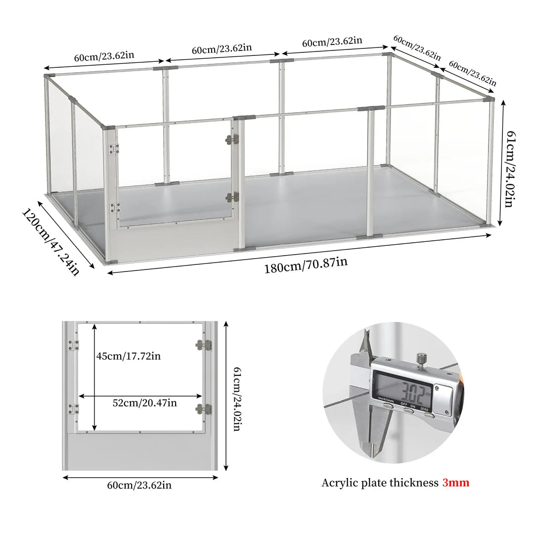 BINGOPAW Acrylic Pet Whelping Pen 6-10 Panels Multiple Sizes Clear Playpen Fence for Guinea Pigs Rabbits Small Animals