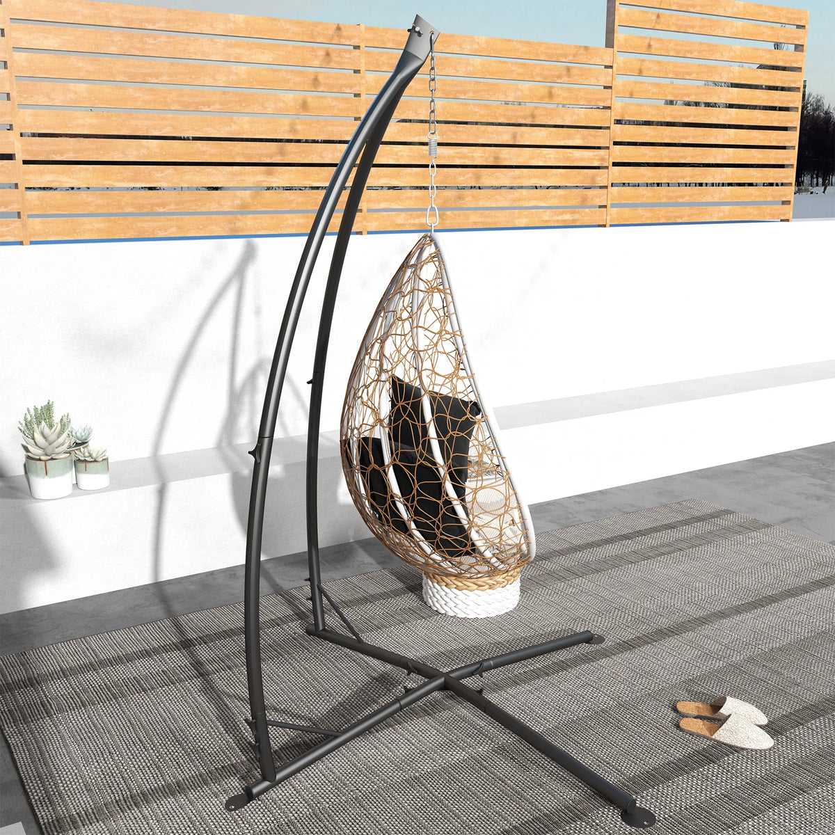 Metal Frame Hammock Chair Stand with Chain, Stand Only, Black