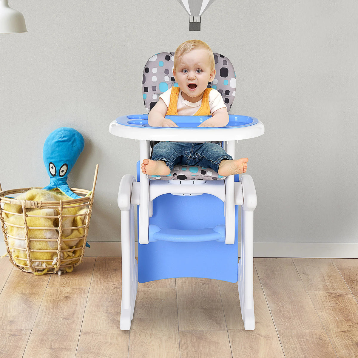 2 in 1 Convertible Baby High Chair to Booster Seat with 5 Point Harness Removable Tray HDPE 50kg