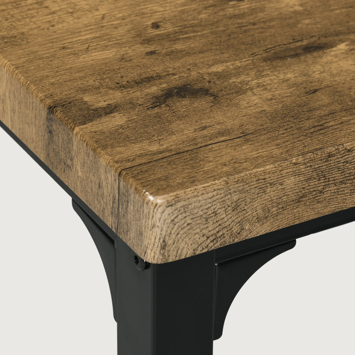 3 Piece Compact Dining Table and 2 Chairs Set MDF Wood Effect Tops Powder Coated Steel Frames Rustic Brown