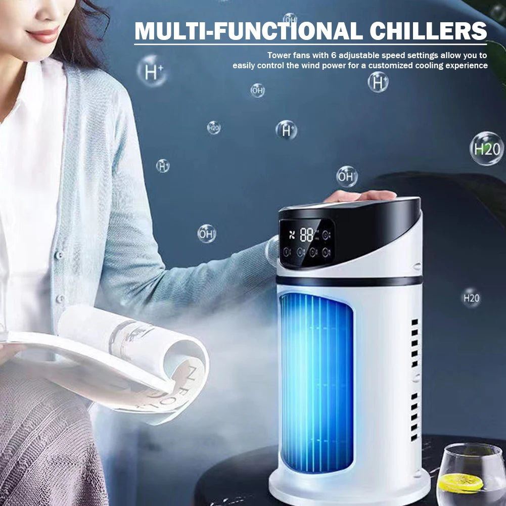 USB Desktop Evaporative Air Cooler Fan 6 Speed 6 Hour Timer Humidifier Water Level Alert for Home Office