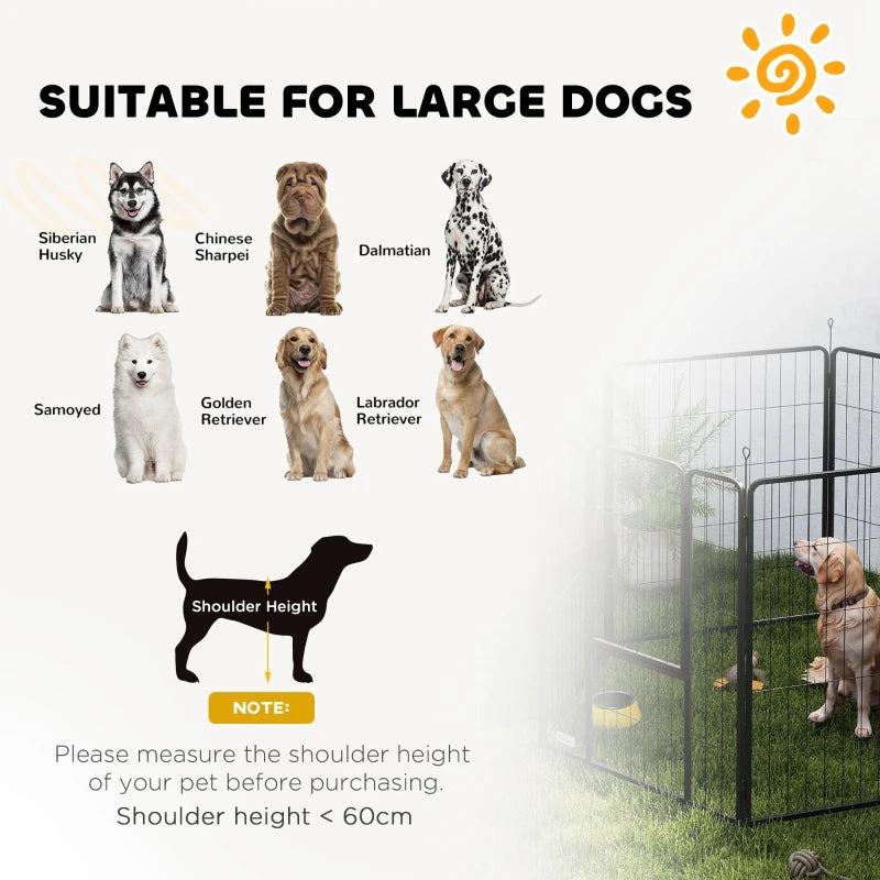 PINGGO 6 Panel Dog Playpen 160x80x100cm Portable Detachable with Door for Large Dogs Grey