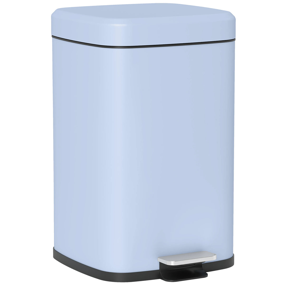 20L Kitchen Pedal Bin, Metal Rubbish Bin with Soft-close Lid, Light Blue