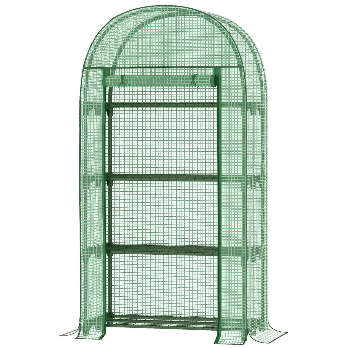4 Tier Mini Greenhouse 160x80x49cm Metal Frame Zipped Door Waterproof for Balcony Vegetable Patch Storage