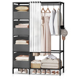 Heavy Duty Metal Clothes Rail Wardrobe Garment Rack with Shoe Shelf Storage Hanging Rail for Living Room Bedroom