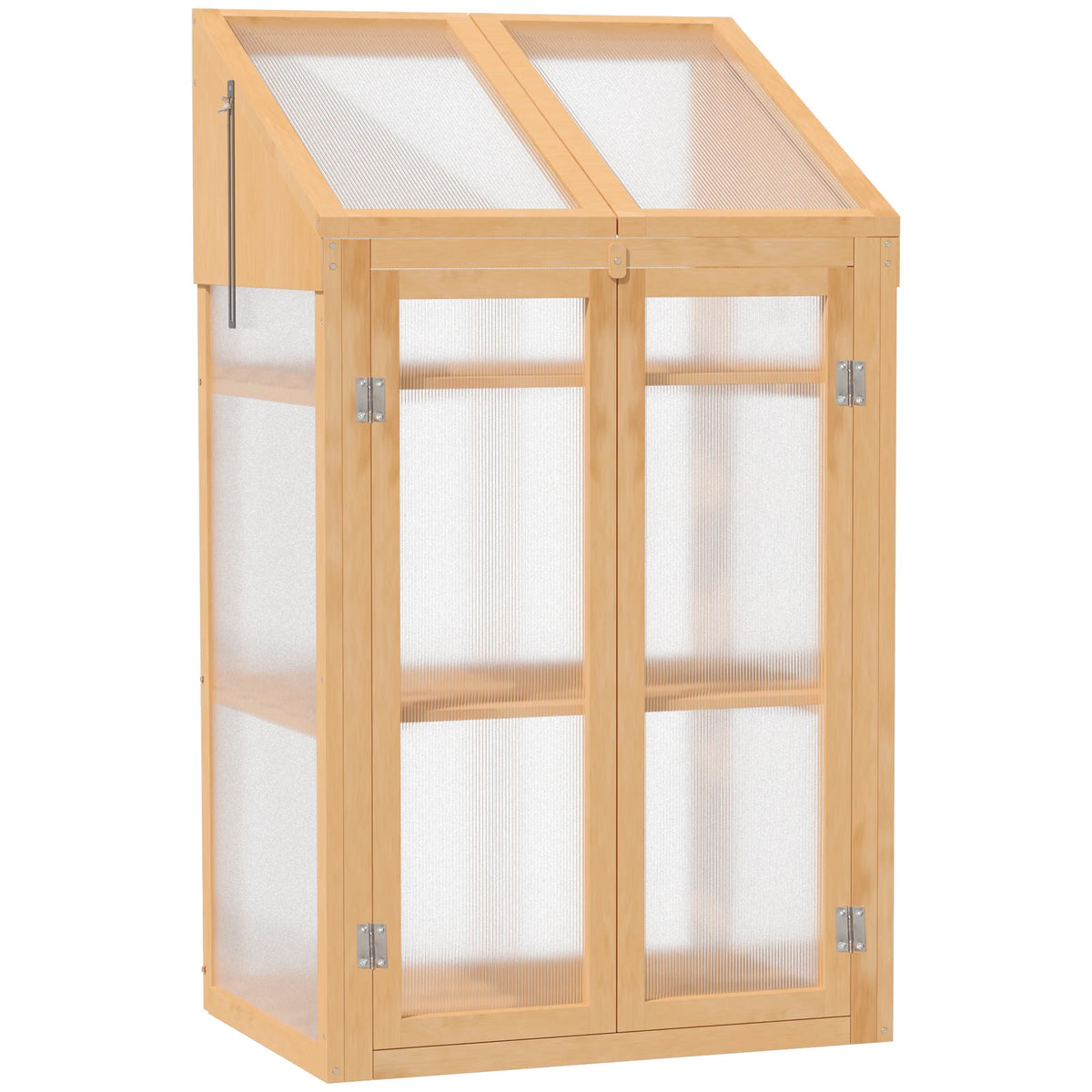 Wooden Greenhouse Cold Frame with Semi-Transparent Polycarbonate Glazing, Brown