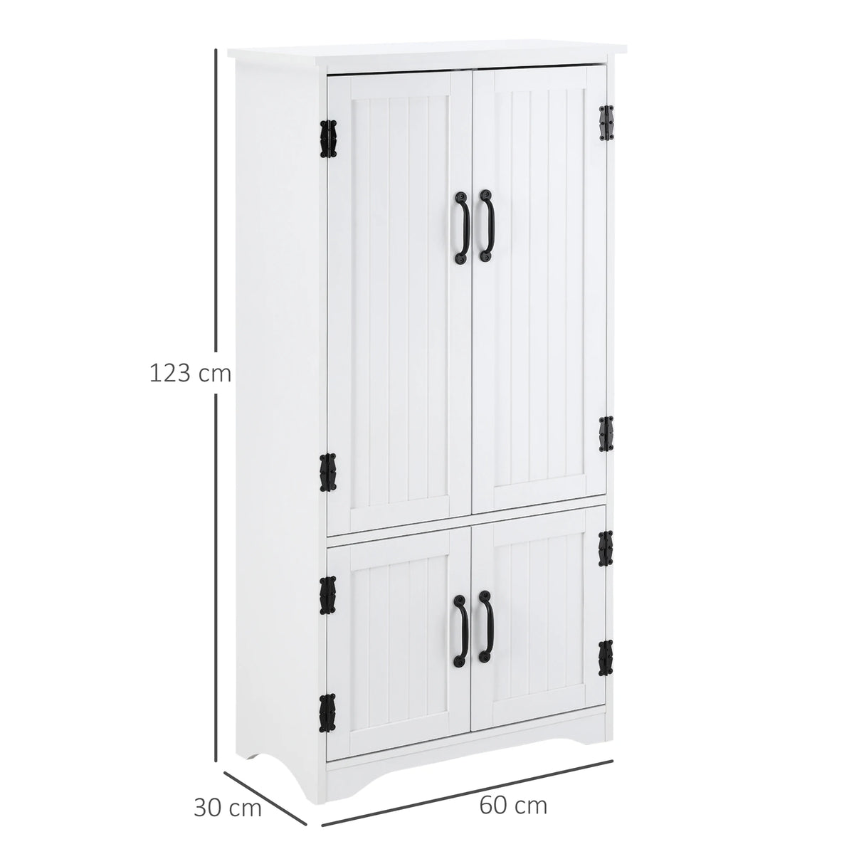 Accent Floor Storage Cabinet, Kitchen Cupboard with 2 Large Doors, White
