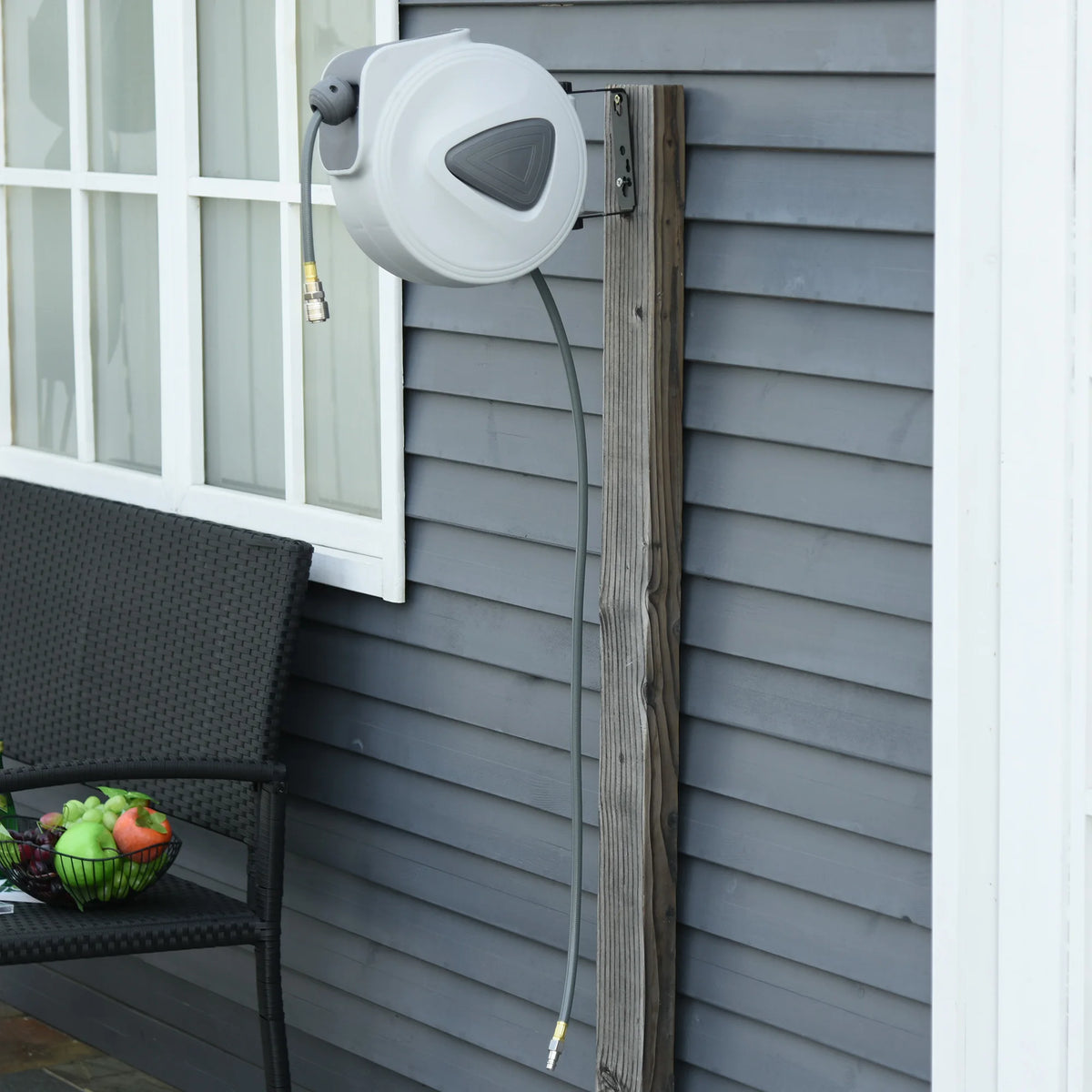 Retractable Air Hose Reel 10m plus 90cm Auto Self Winding Wall Mounted 1/4 Inch with 180 Degree Swivel