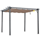 3 x 3m Aluminium Pergola Gazebo with Retractable Canopy, UV-Resistant PA-Coated Polyester and Ground Stakes