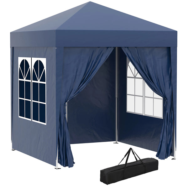 2 x 2 m Garden Pop Up Gazebo, Wedding Party Tent Marquee, Water Resistant Awning Canopy, Blue