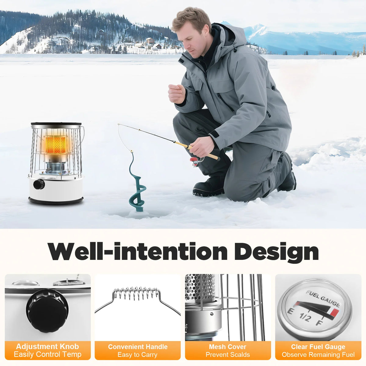 6L Portable Paraffin Space Heater for Garages and Workshops, 8,000–10,000 BTU