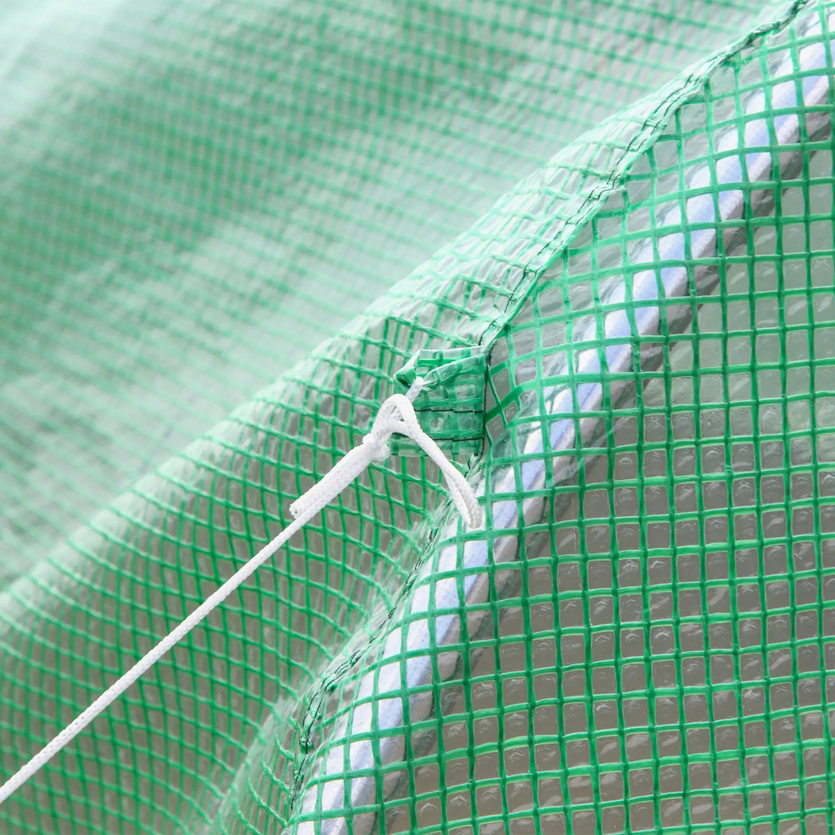 Walk In Polytunnel Greenhouse 3.5x2m with Steel Frame Metal Support Rods Roll Up Door and Mesh Windows Green