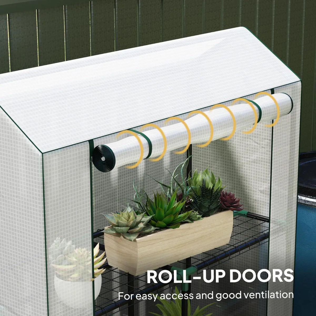 Mini Greenhouse 3 Shelf 150x100x40cm White Steel Frame Roll-Up Door for Balcony Outdoor Vegetable Planting