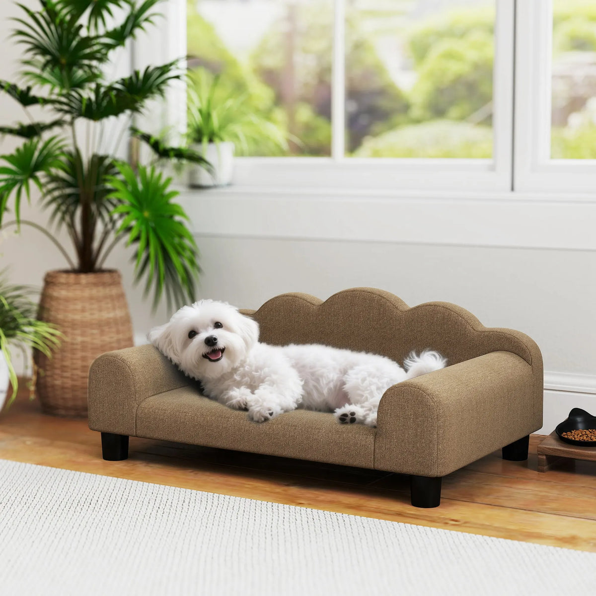 Dog Sofa Bed with Backrest and Armrests 66x42x28.5cm Terry Fabric Pet Couch for Small Dogs and Cats