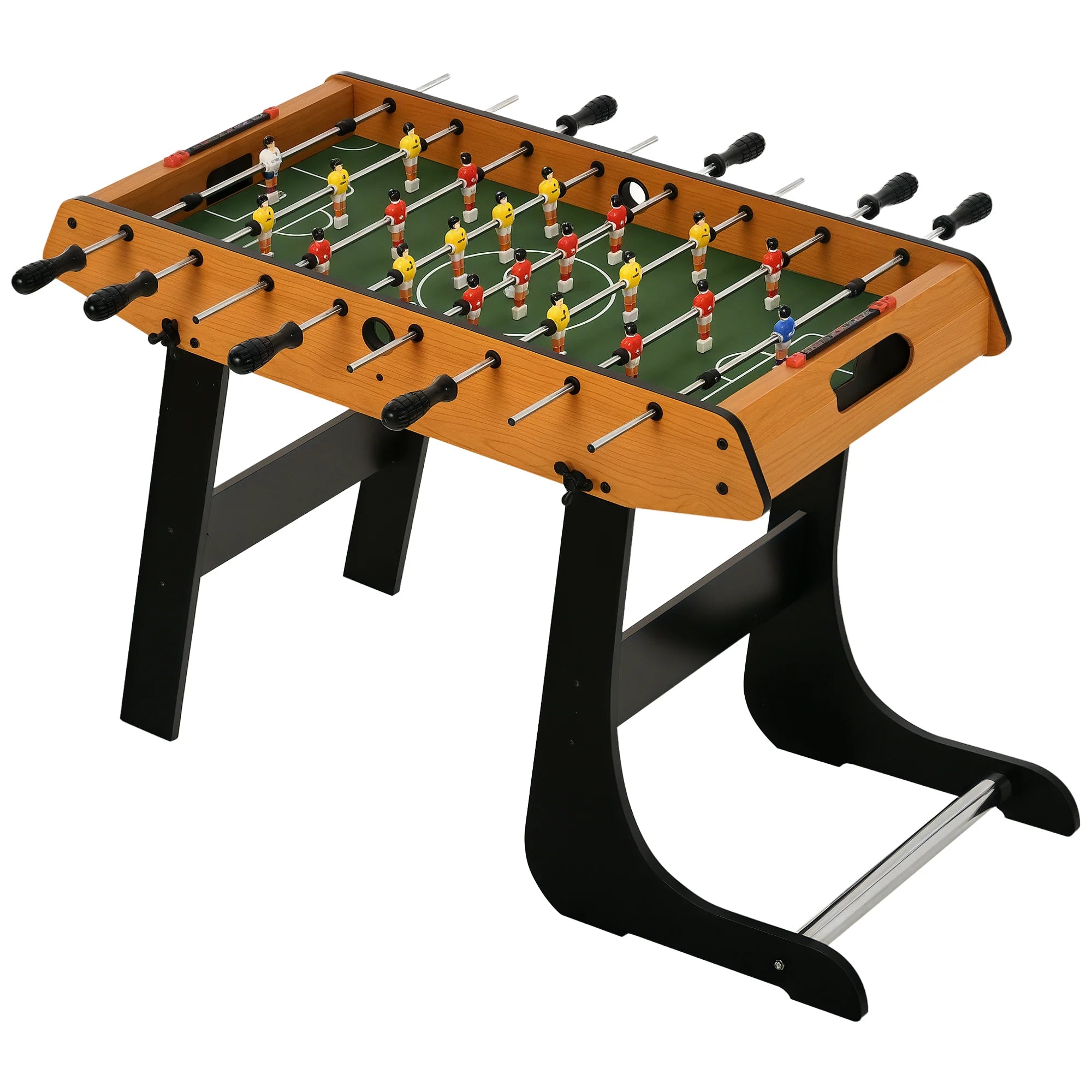 Folding Football Table Full Size Foosball Soccer Table MDF with Scoreboards 2 Balls for Family Home Play Ages 14+
