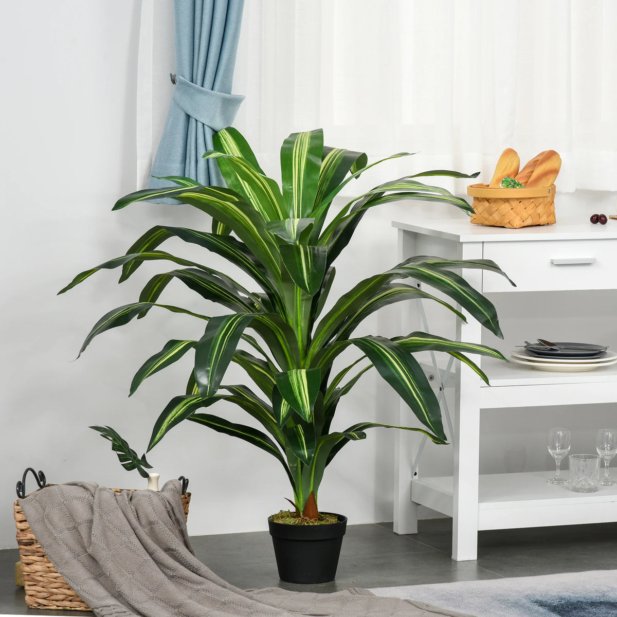 Artificial Dracaena Plant 110cm/3.6ft Fake Potted Tree for Home or Office