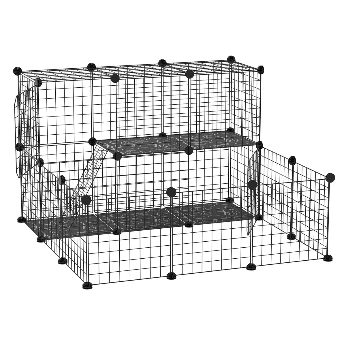 DIY Pet Playpen 24 Wire Panels Modular Small Animal Cage for Rabbits Ferrets and Chinchillas Black