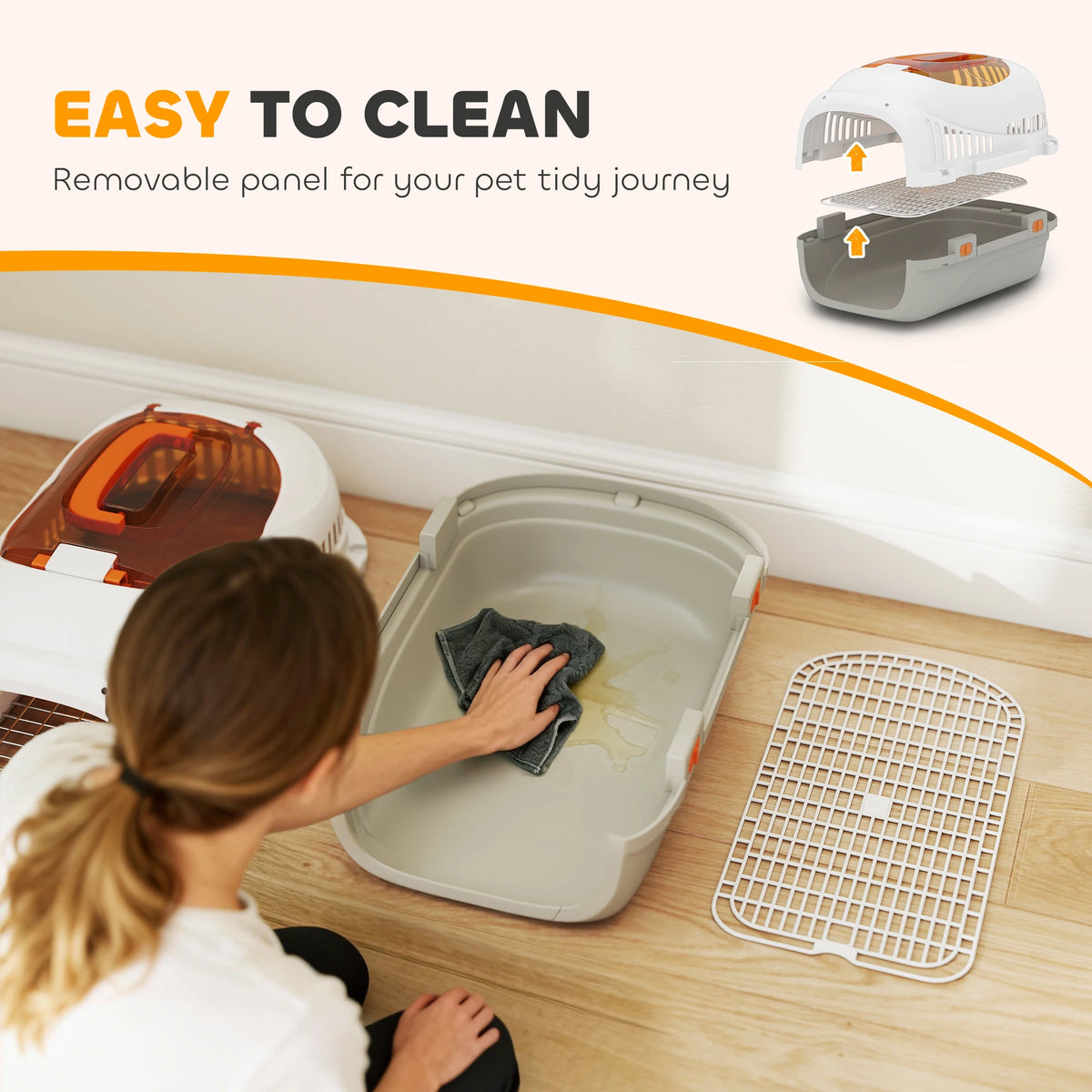 Hard Shell Pet Carrier 49x32x31cm Top Load Cat Carrier with Triple Lock Hanging Bowl and Vents