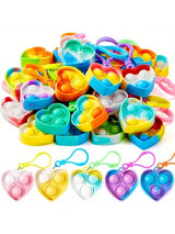 30 Pack Heart Pop Fidget Keychain Bulk Party Favours for Kids Classroom Prizes Birthday Gifts Goodie Bag Fillers