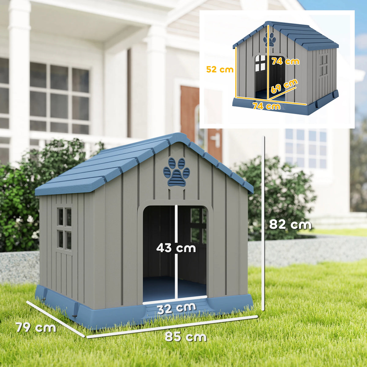 Dog Kennel Outdoor for Medium Dogs, Waterproof Plastic Dog House