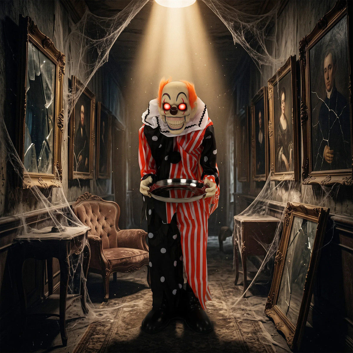 Moving mouth mechanism on a talking clown Halloween prop