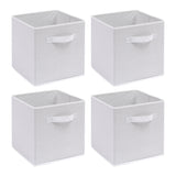 Pack of 4 Foldable Fabric Storage Cubes Boxes Non-Woven Wardrobe Organiser for Home Bedroom Closet