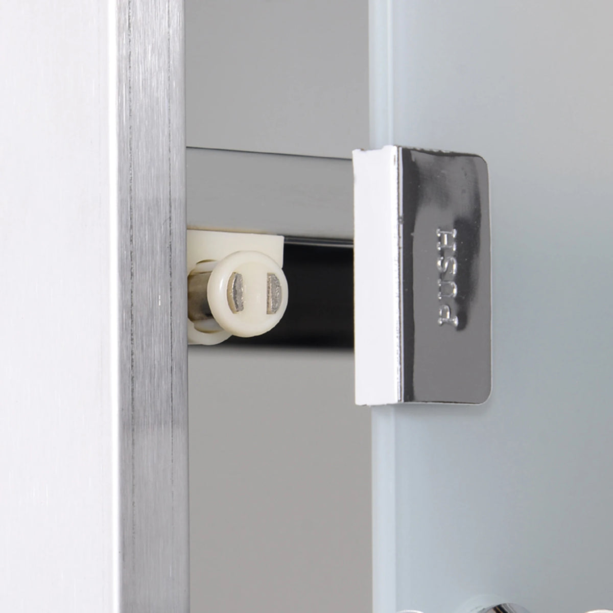 Lockable Medicine Cabinet 48x25x12cm Wall Mounted First Aid Box with Security Glass Door 2 Keys Silver