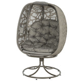 Swivel Egg Chair with Cushions, Foldable Basket Seat, 360° Rotation and Powder-Coated Steel Frame