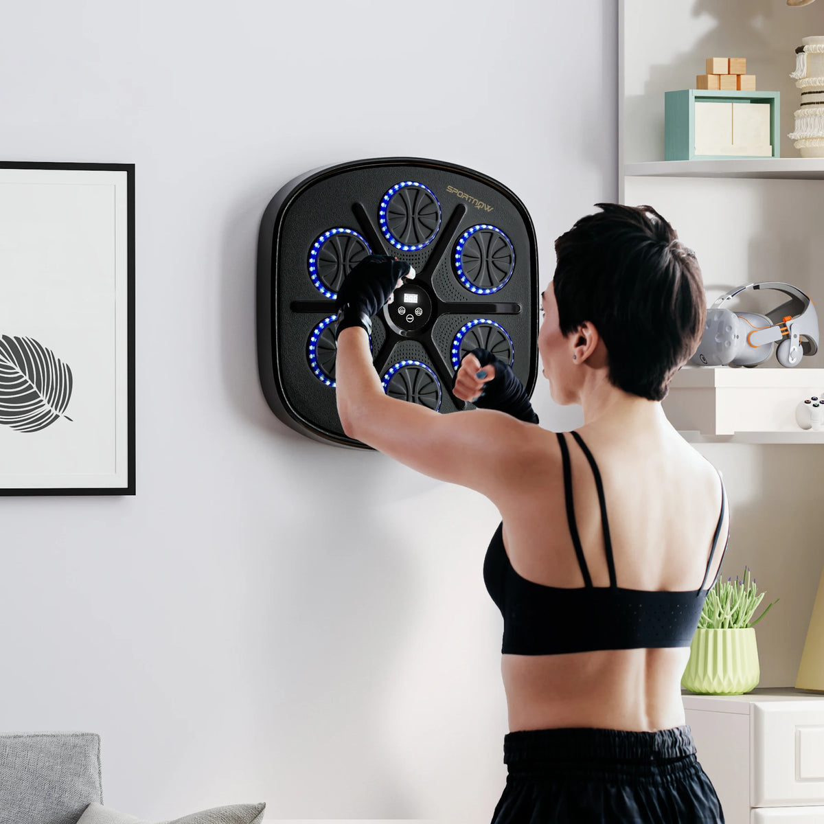 Wall-Mounted Music Boxing Machine with Bluetooth and LED Lights