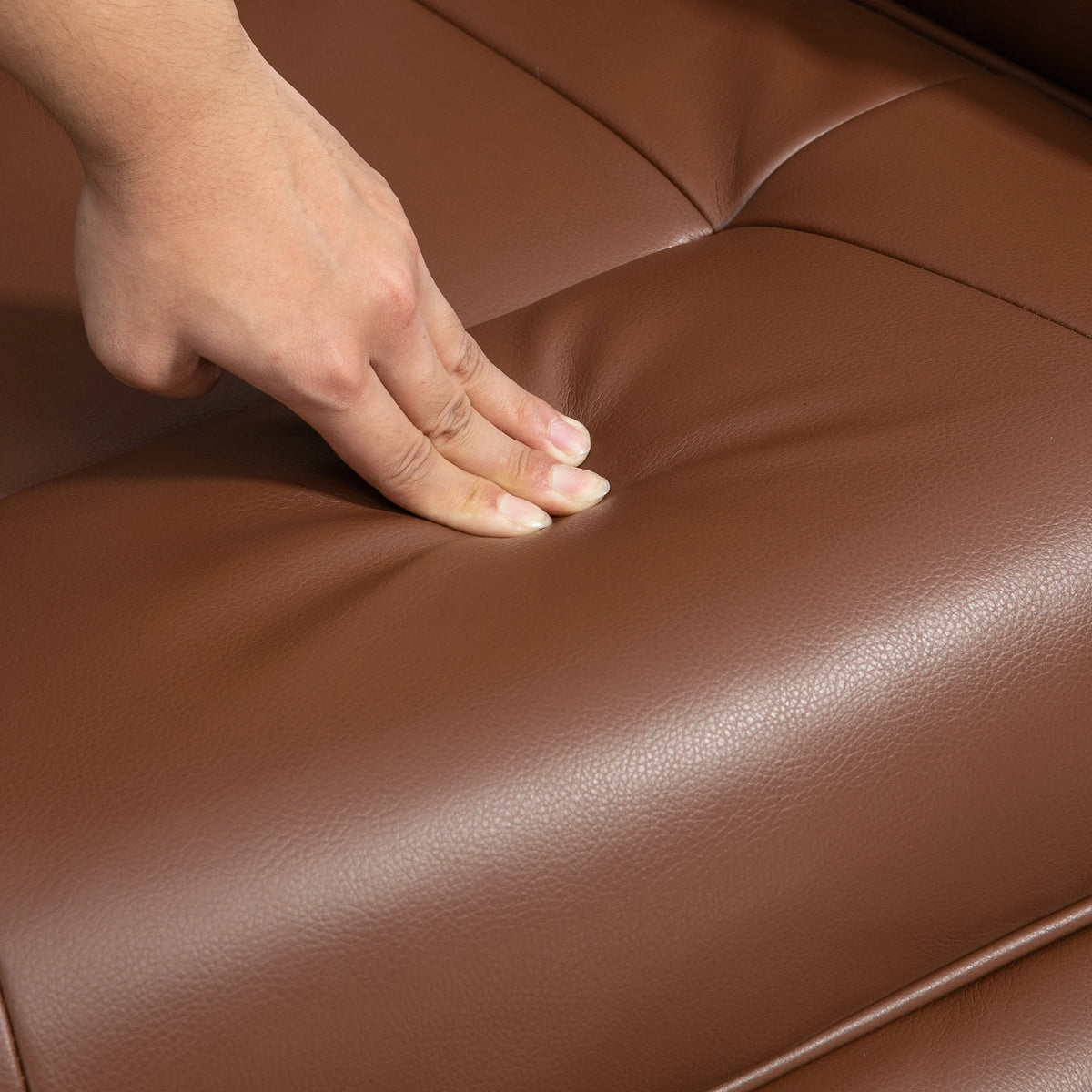 Swivel Recliner Armchair with Footrest, Faux Leather, Brown