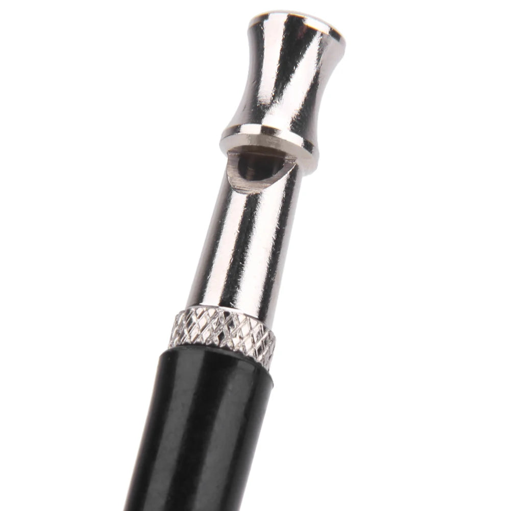 Ultrasonic Dog Training Whistle Copper Adjustable Silent Whistle with Keyring 9cm Silver and Black