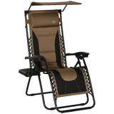 Zero Gravity Folding Lounger Chair with Canopy, Cup Holder Tray and Removable Headrest Cushion
