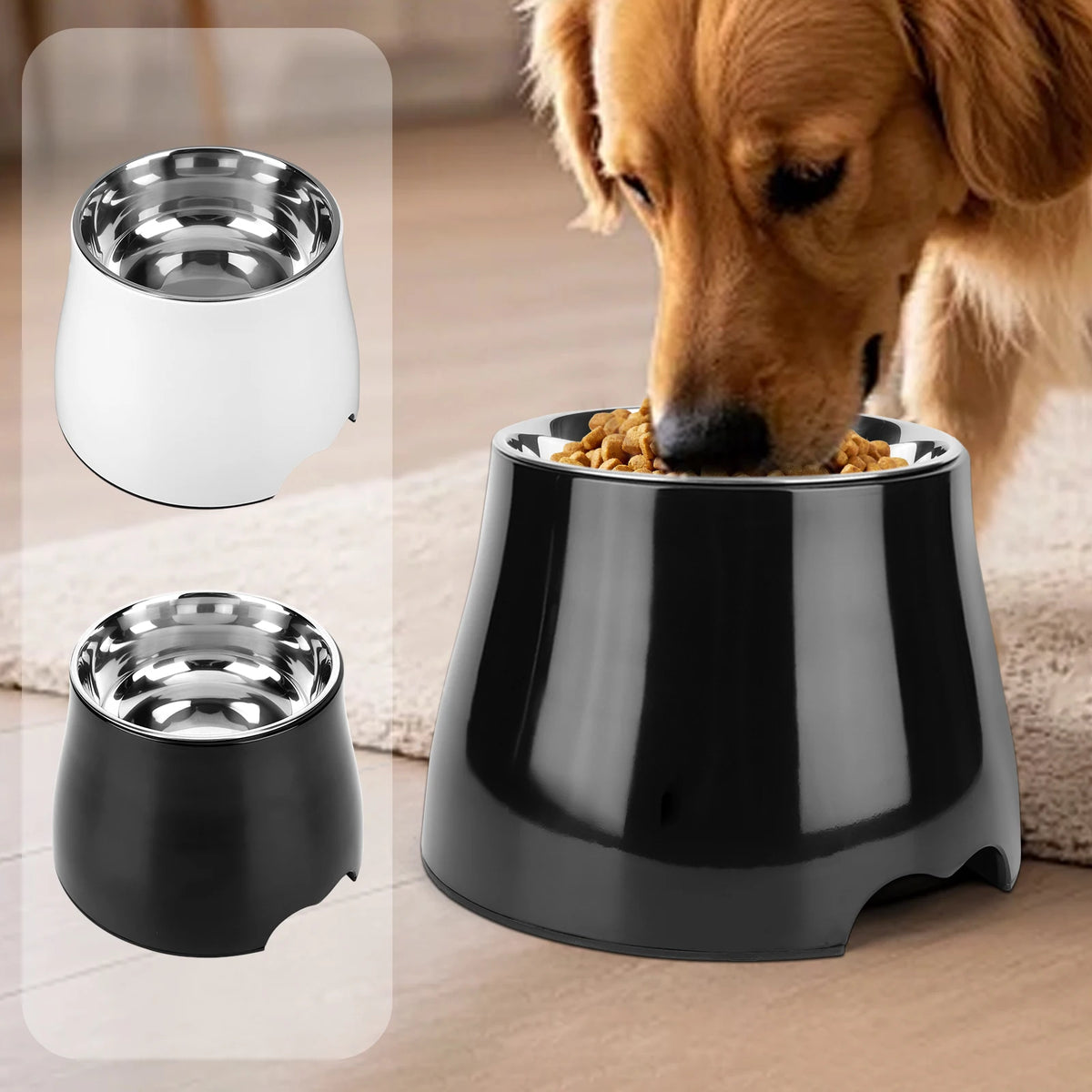 Elevated Stainless Steel Dog Bowl Non-Slip Spill Proof Dishwasher Safe 16.5x16.5x18cm for Large Dogs
