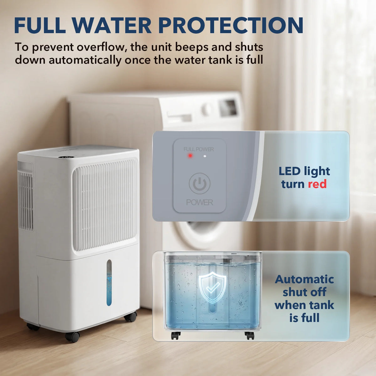 12L per Day Dehumidifier with Child Lock and Dual Drainage