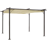 3.5 x 3.5m Metal Pergola Gazebo with Retractable Anti-UV Canopy, Drainage Holes and Ground Stakes