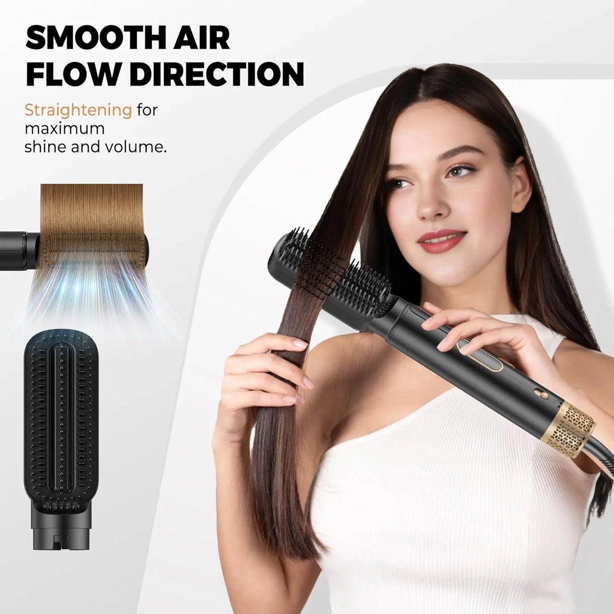 5 in 1 Hair Dryer Brush and Air Styler with Auto-Wrap Curlers, Straightening Brush and Oval Brush