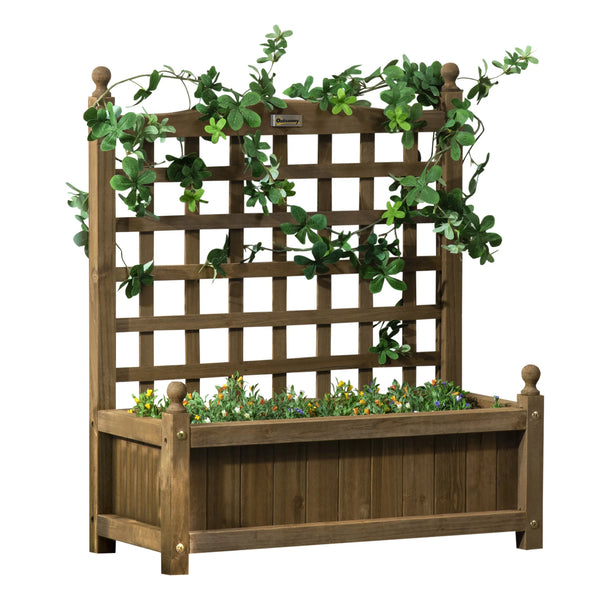 Garden Planter with Trellis for Climbing Vines, Indoor/Outdoor, Brown
