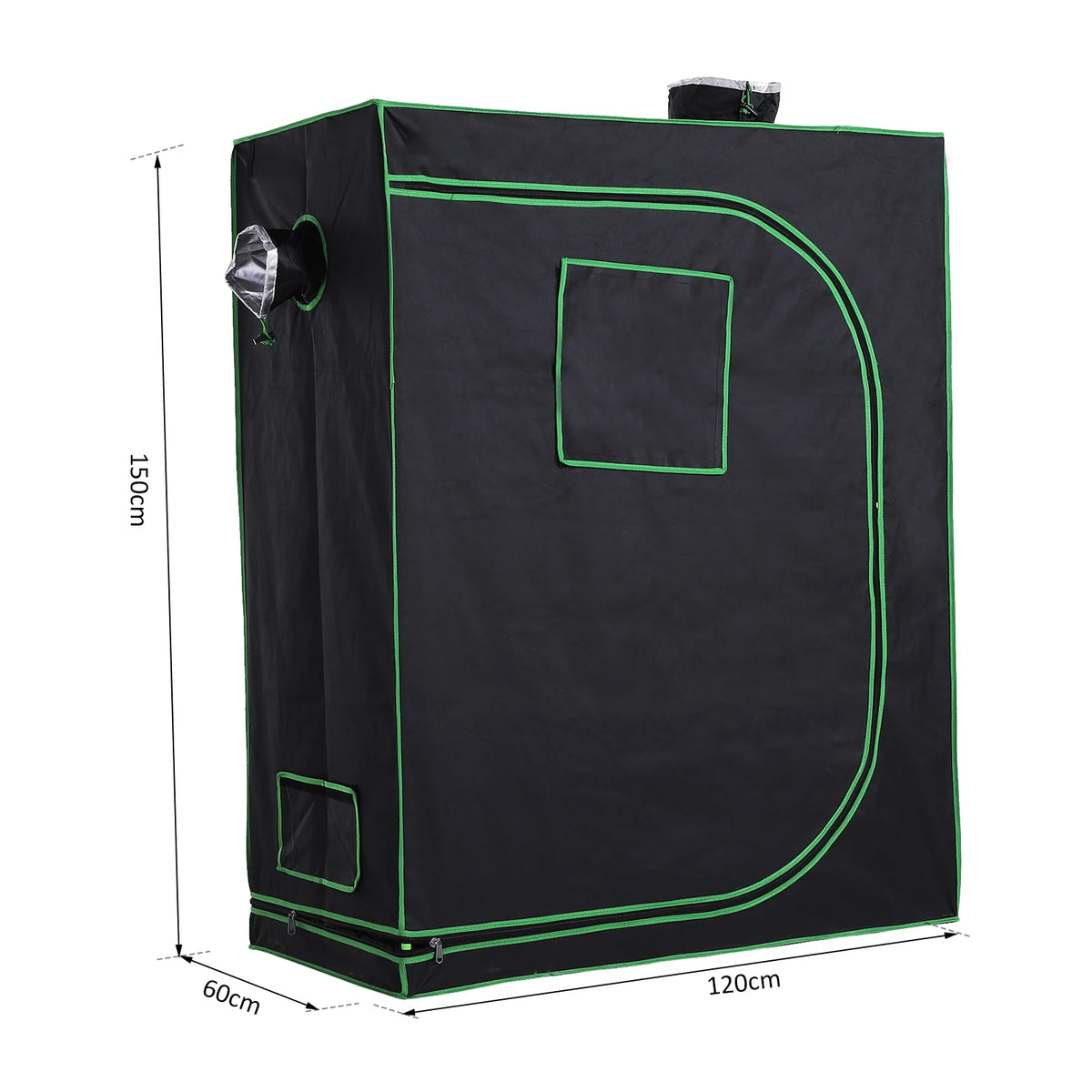 Indoor Grow Tent 120x60x150cm Hydroponic with Reflective Mylar Lining 600D Oxford and Adjustable Vents