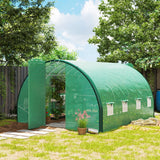 4 x 3m Walk-In Polytunnel Greenhouse with Upgraded Steel Frame, 2 Hinged Doors and 8 Mesh Windows for Year Round Growing