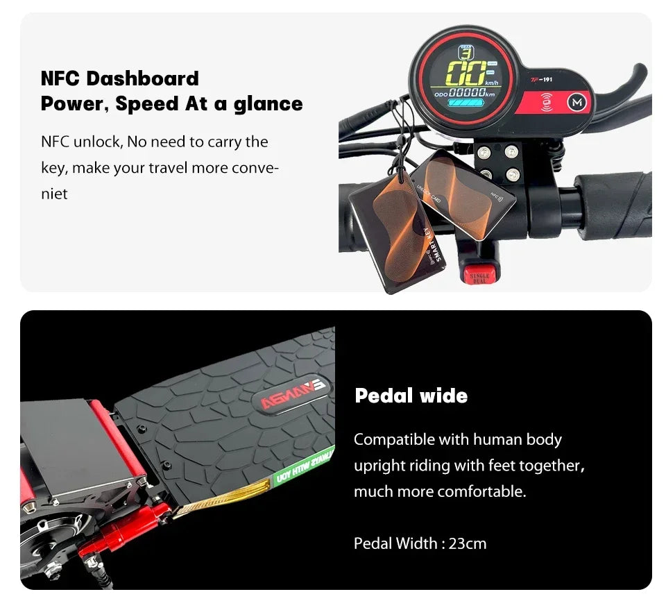 X4 Foldable Dual Motor Electric Scooter 2 x 800W with 18Ah Battery and 10 Inch Off-Road Tyres, Black