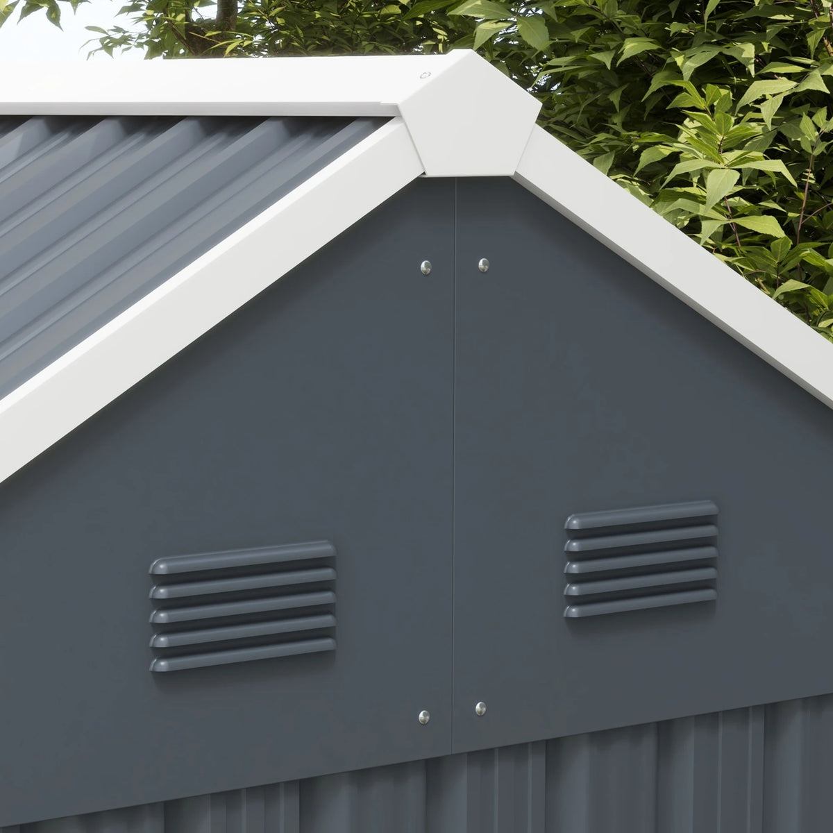 7 x 6 ft Metal Garden Shed, Outdoor Storage Shed with Door, Sloped Roof, Dark Grey