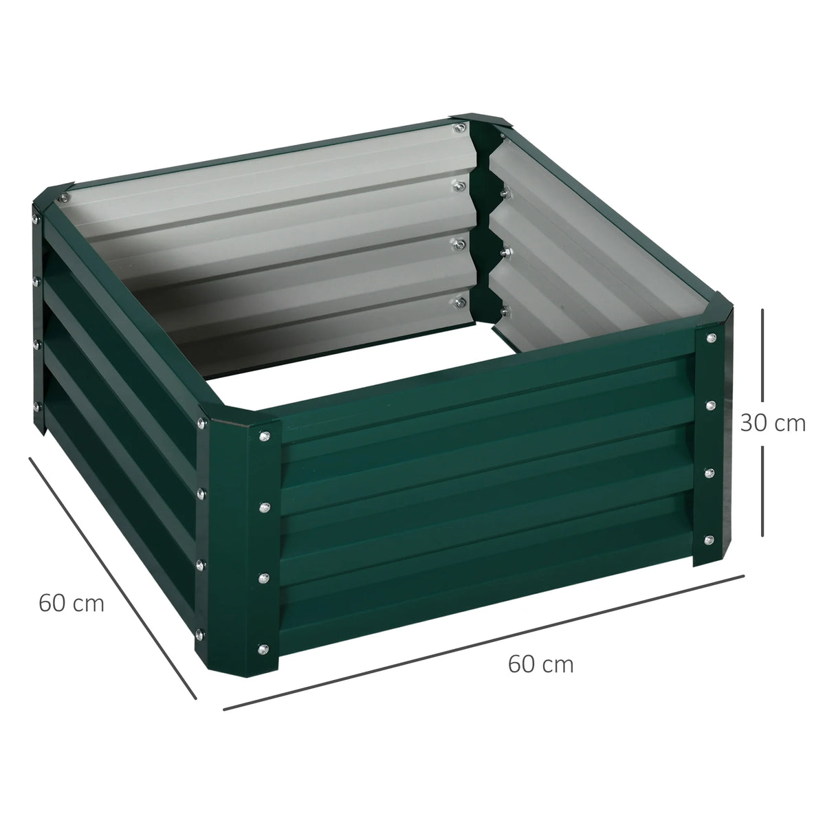 Set of 2 Raised Garden Beds, Galvanised Steel Planter Boxes, Green