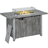 Propane Gas Fire Pit Table 50000 BTU Outdoor Patio Heater with Glass Beads Rain Cover Seats 4-6 Grey