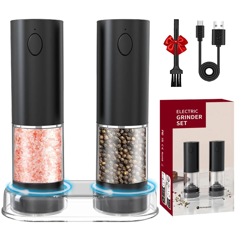 Electric Pepper & Salt Grinder | USB Rechargeable Stainless Steel Spice Mill