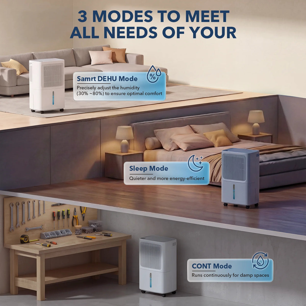 12L per Day Dehumidifier with Child Lock and Dual Drainage