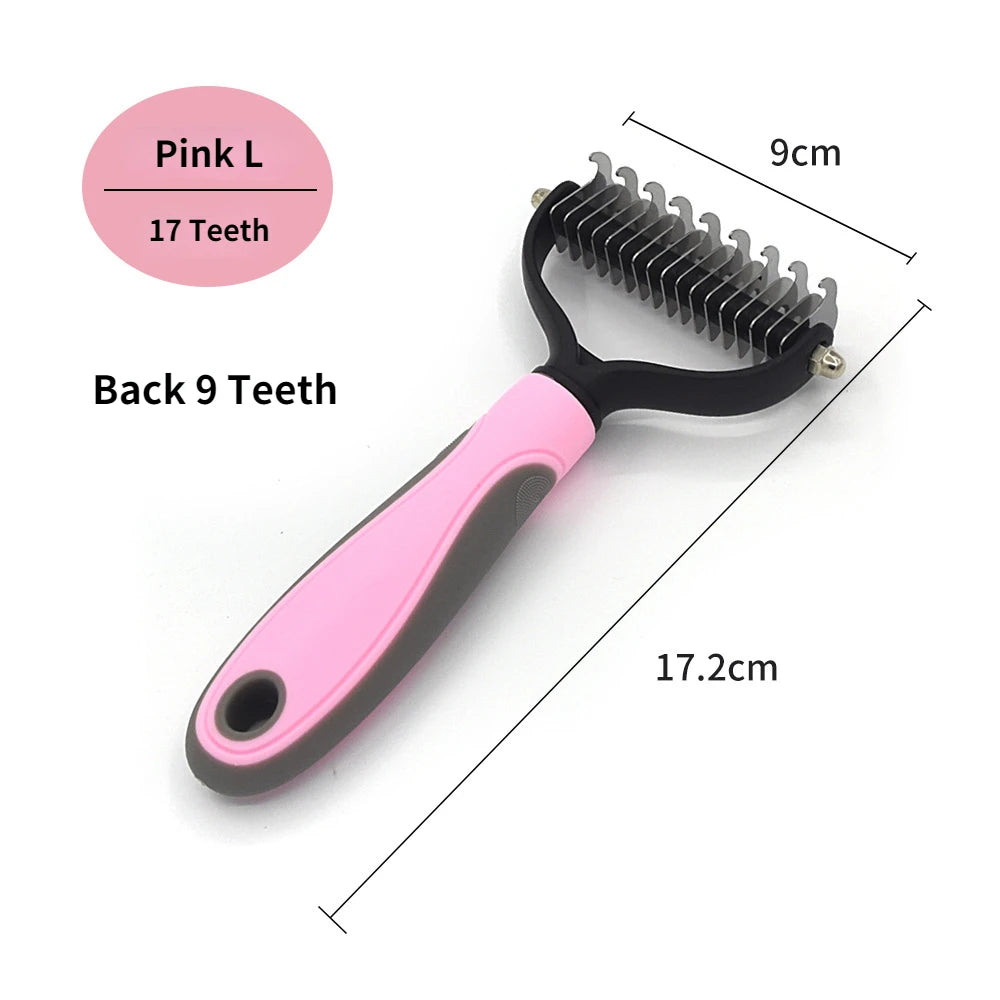Professional Pet Deshedding Brush | Stainless Steel Fur & Knot Cutter for Dogs & Cats
