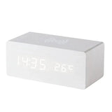 Niditon Wooden LED Alarm Clock with Wireless Charging | Temperature, Date & 3 Alarms