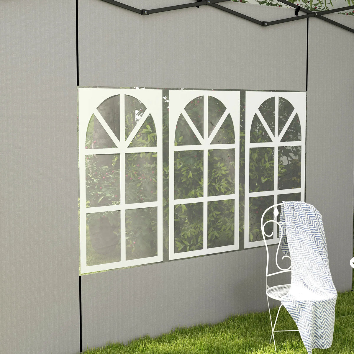 Gazebo Side Panels with Window for 3 x 3m and 3 x 6m Gazebos, Pack of 2, White