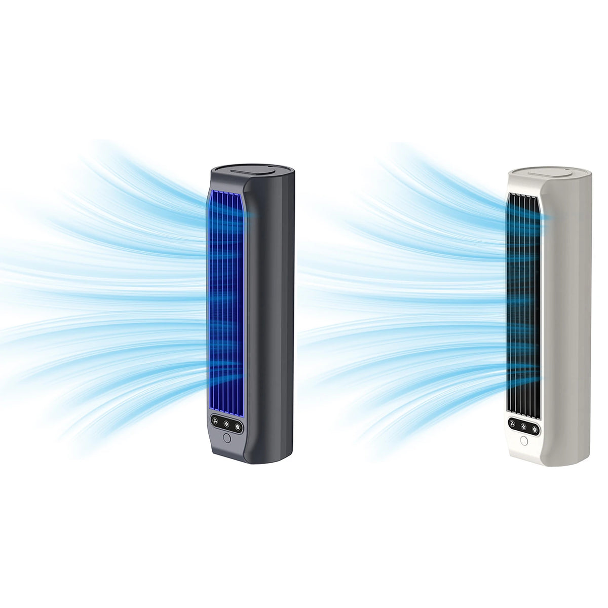 USB Rechargeable Bladeless Air Cooler Wall Mount or Desktop 3 Speeds LED Touch Screen 3000mAh for Bedroom Office